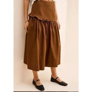 Allina Liu Hanami Midi Skirt Ribbon Ruffle Womans Large